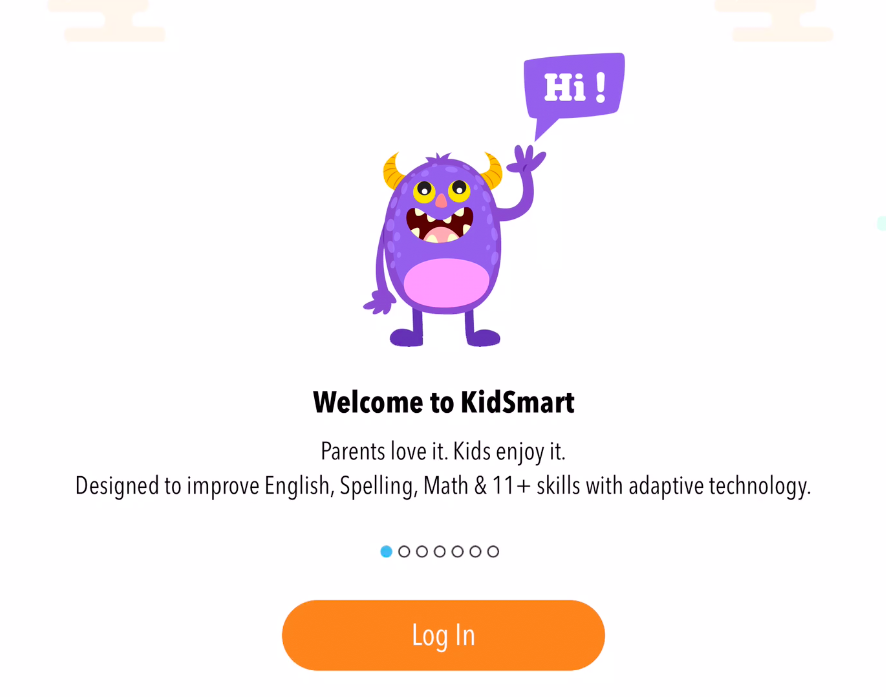 welcome screen on the app